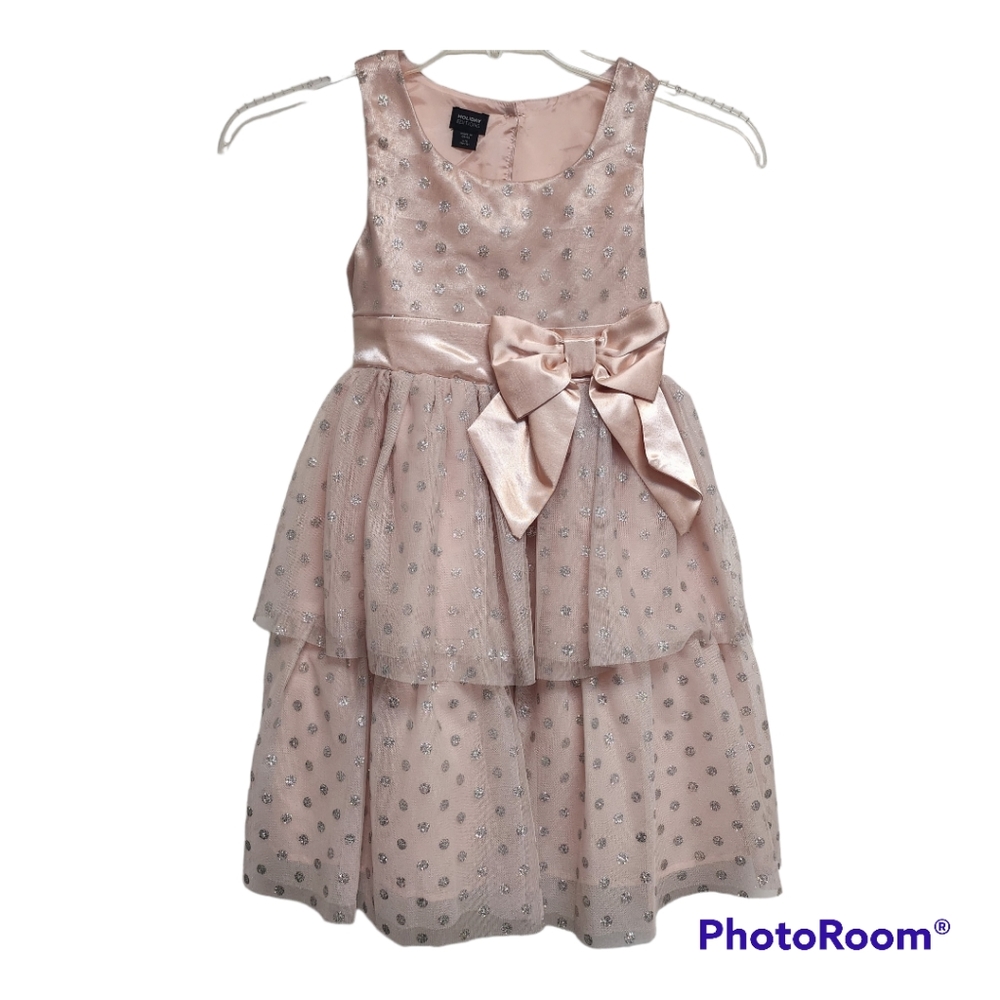 Holiday Editions Pink and Silver Polka Dot Girls Holiday Dress  L 10-12
